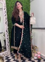 Pure Velvet Green Eid Wear Embroidery Work Readymade Straight Suit